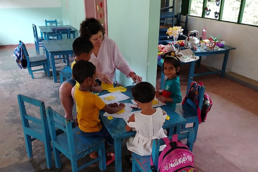 Children working on a drawing activity at a local preschool