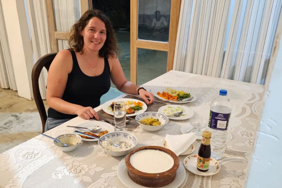 A meal served at the volunteer accommodation